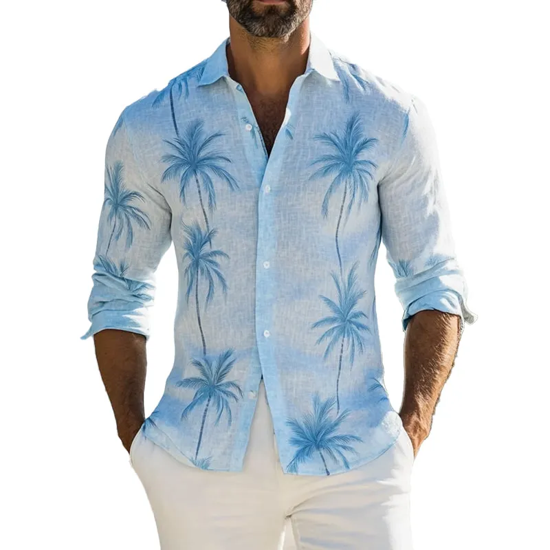 Men's Hawaiian Print Long Sleeve Lapel Shirt 78342285X sold by Manly
