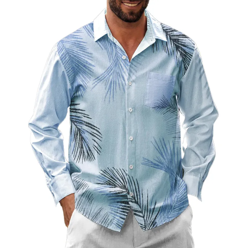 Men's Hawaiian Palm Leaf Print Long Sleeve Shirt 76029743X sold by Manly