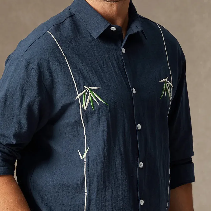 Men's Embroidered Lapel Long-sleeved Shirt 15929365X sold by Manly product image thumbnail 2