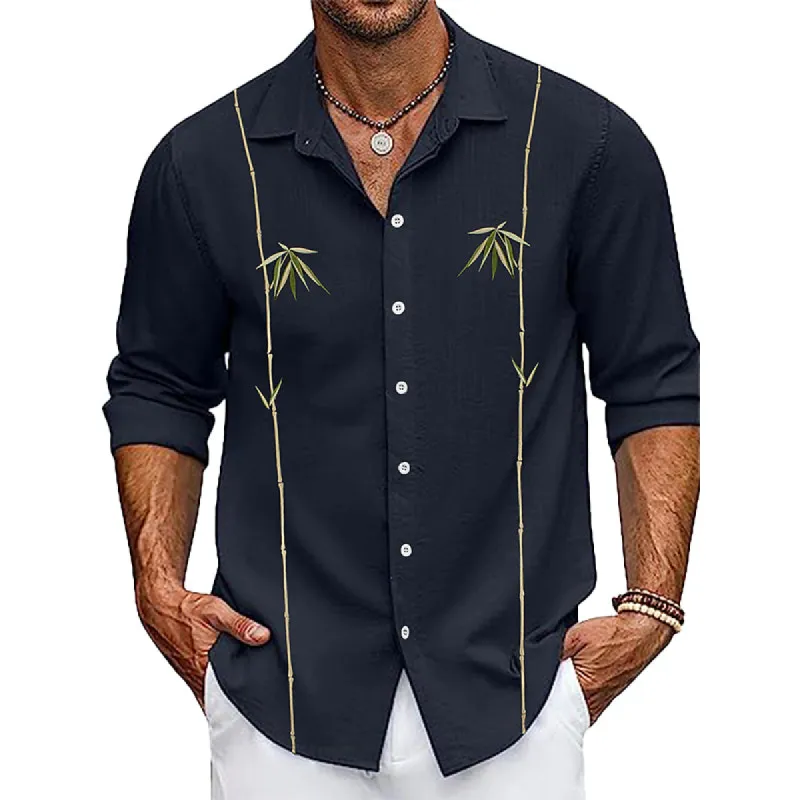 Men's Embroidered Lapel Long-sleeved Shirt 15929365X sold by Manly