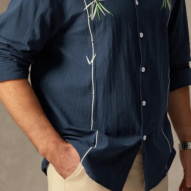 Men's Embroidered Lapel Long-sleeved Shirt 15929365X sold by Manly product image thumbnail 3