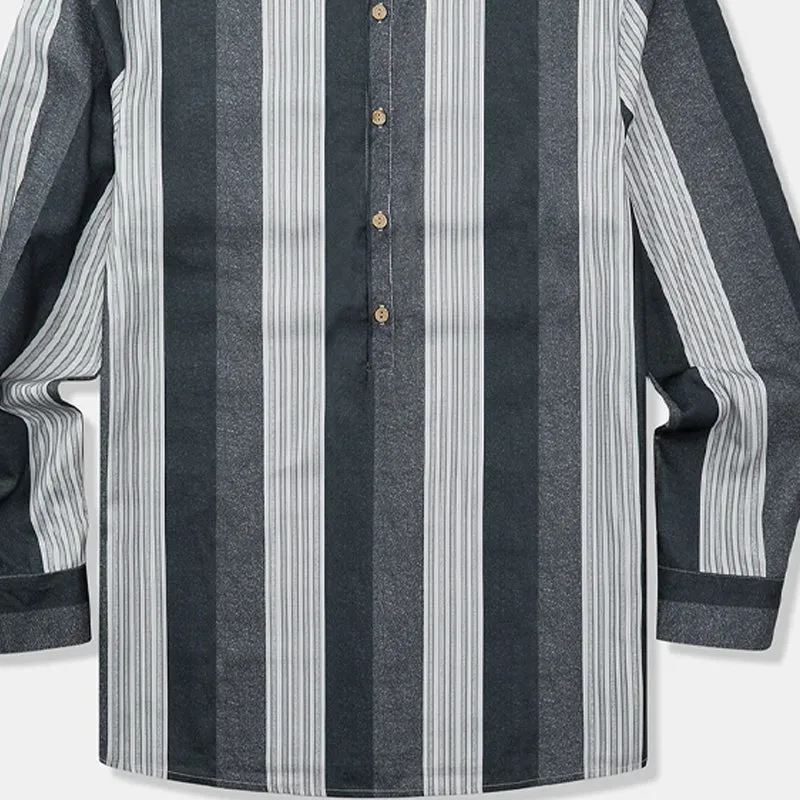 Men's Striped Print Pullover Long Sleeve Shirt 80174681X sold by Manly product image thumbnail 3