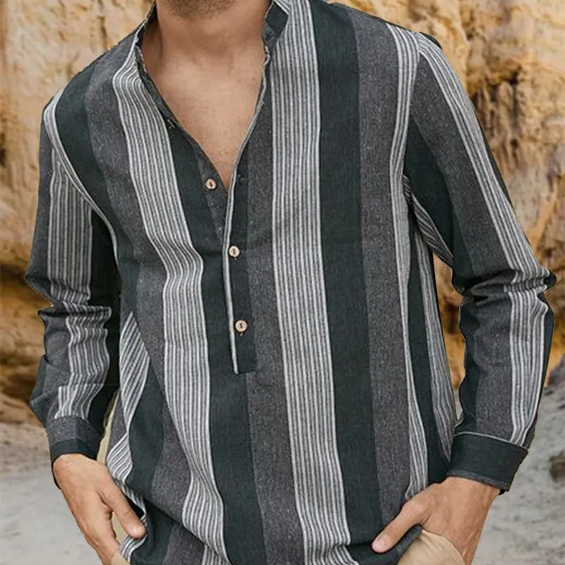 Men's Striped Print Pullover Long Sleeve Shirt 80174681X sold by Manly product image thumbnail 2