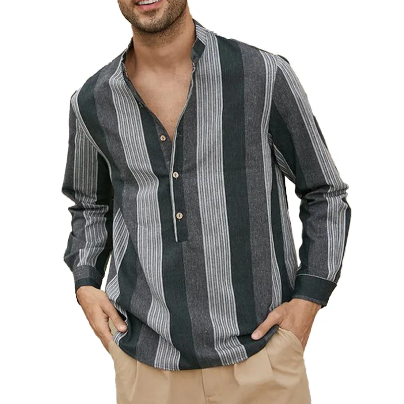 Men's Striped Print Pullover Long Sleeve Shirt 80174681X sold by Manly