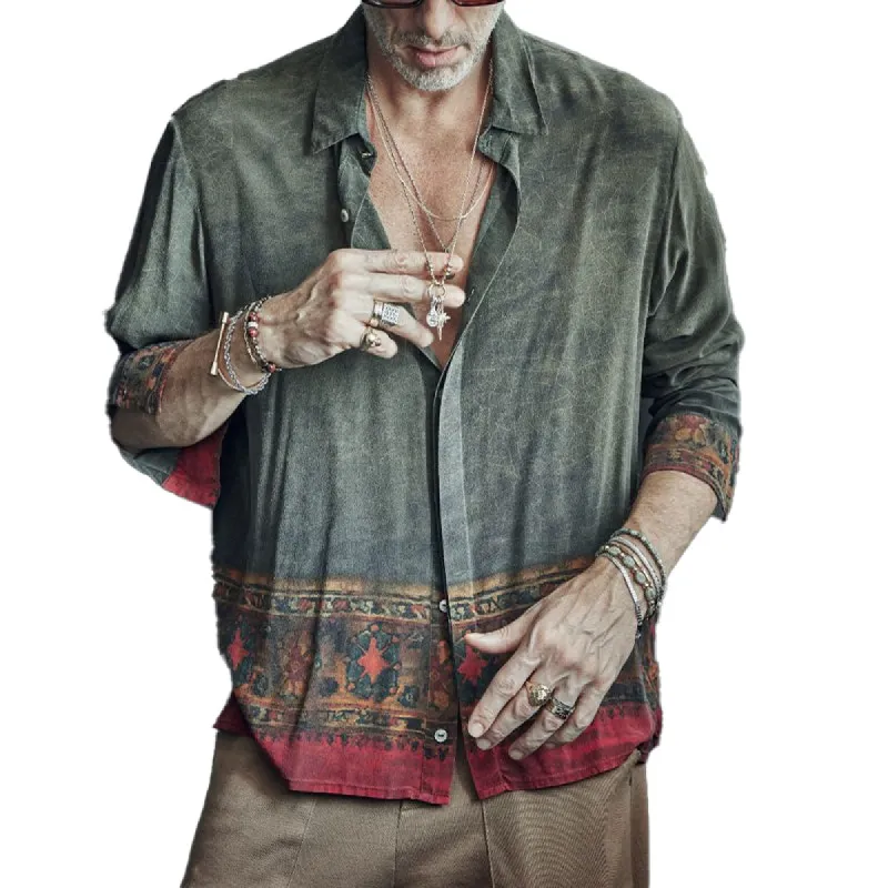 Men's Printed Lapel Long Sleeve Shirt 03102271X sold by Manly