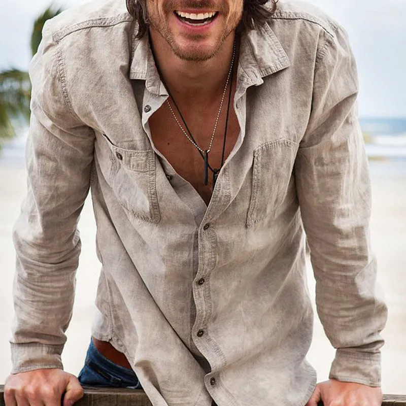 Men's Vintage Washed Distressed Long Sleeve Shirt 15233608X sold by Manly product image thumbnail 2