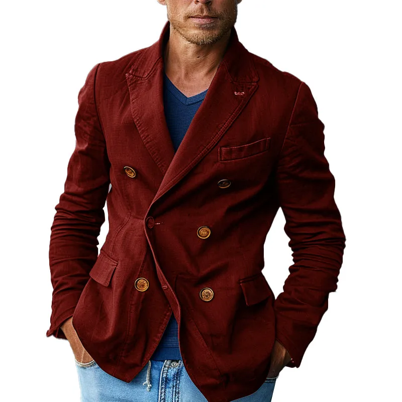Men's Solid Color Double Breasted Casual Blazer 90298939X sold by Manly