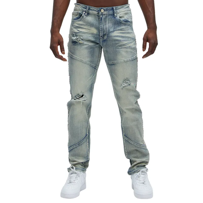 Men's Vintage Fashion Ripped Washed Jeans 60803162F sold by Manly