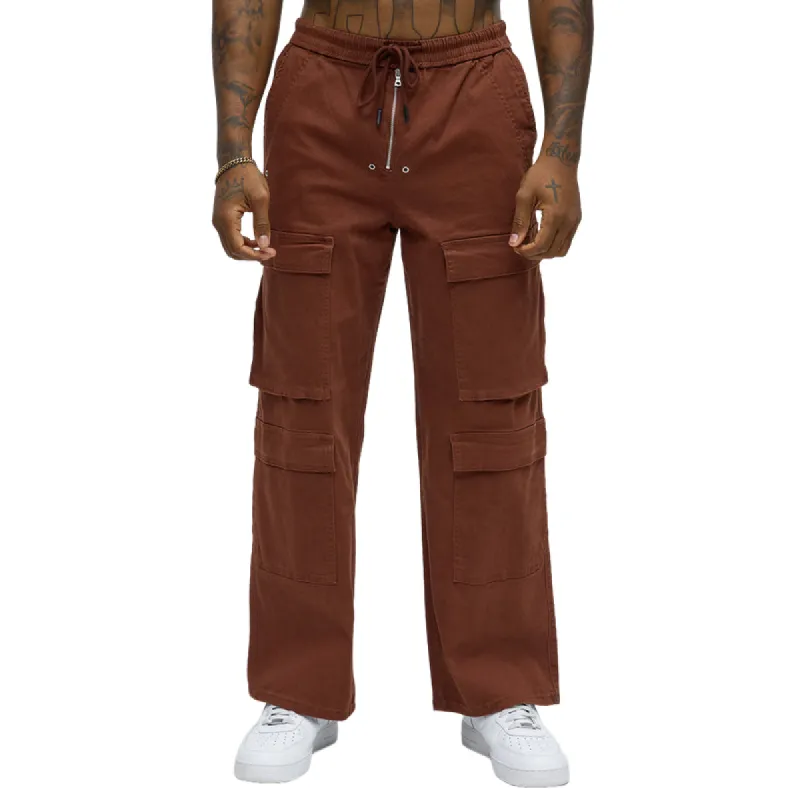 Men's Vintage Drawstring Elastic Waist Multi-Pocket Cargo Pants 79714808F sold by Manly