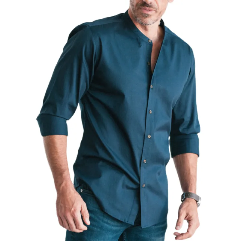 Men's Casual Retro Round Neck Blended Long Sleeve Shirt 17448967F sold by Manly