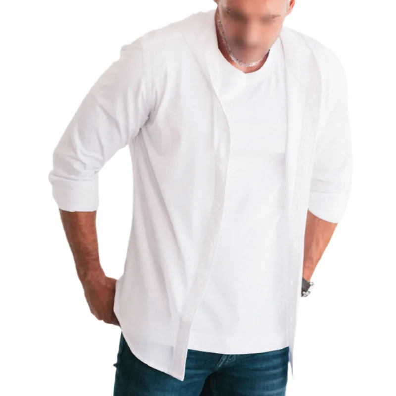Men's Casual Hooded Blended Long-sleeved Shirt 74405448F sold by Manly product image thumbnail 4