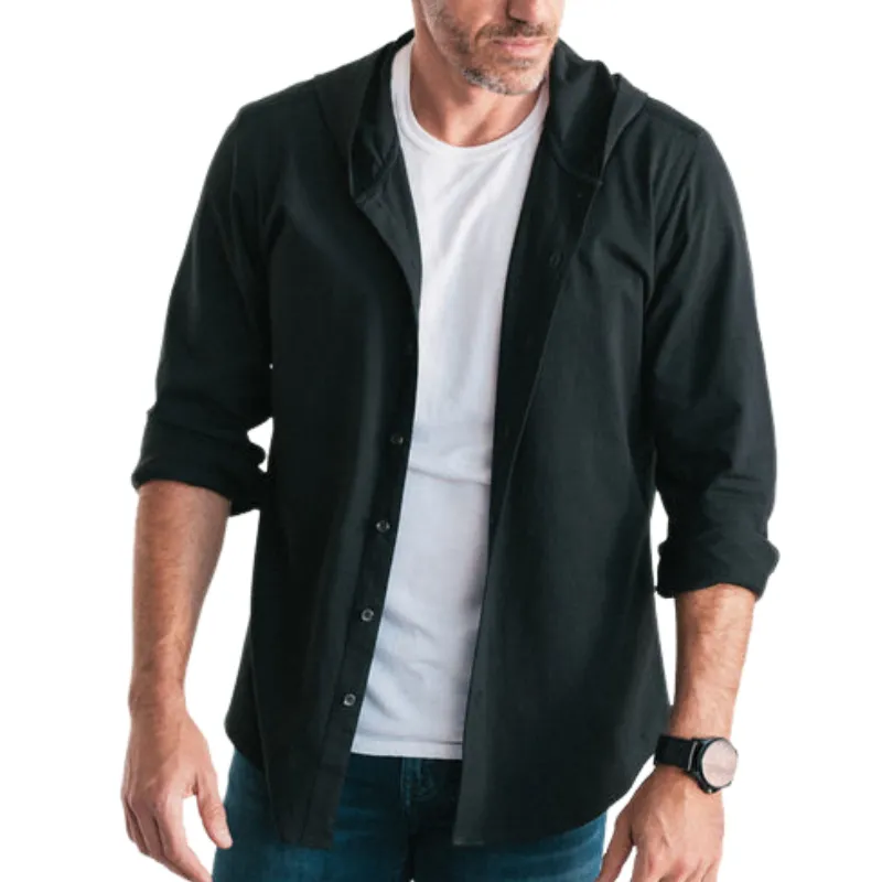 Men's Casual Hooded Blended Long-sleeved Shirt 74405448F sold by Manly product image thumbnail 3