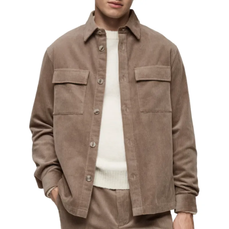 Men's Retro Casual Lapel Corduroy Long Sleeve Shirt 24668015F sold by Manly