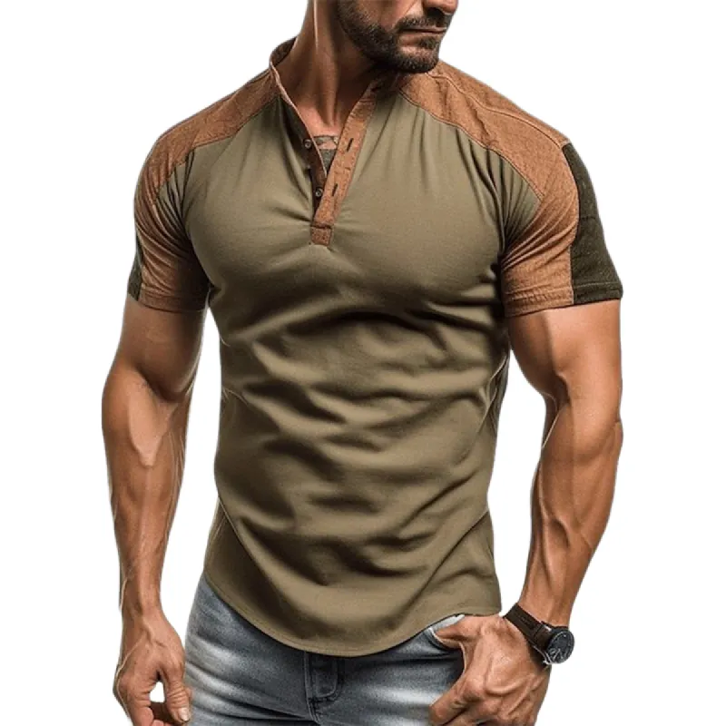 Men's Classic Casual Slim Fit Suede Stand Collar T-Shirt 04863194K sold by Manly