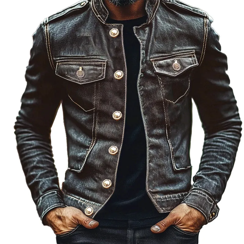 Men's Vintage Lapel Denim Jacket 71246069X sold by Manly