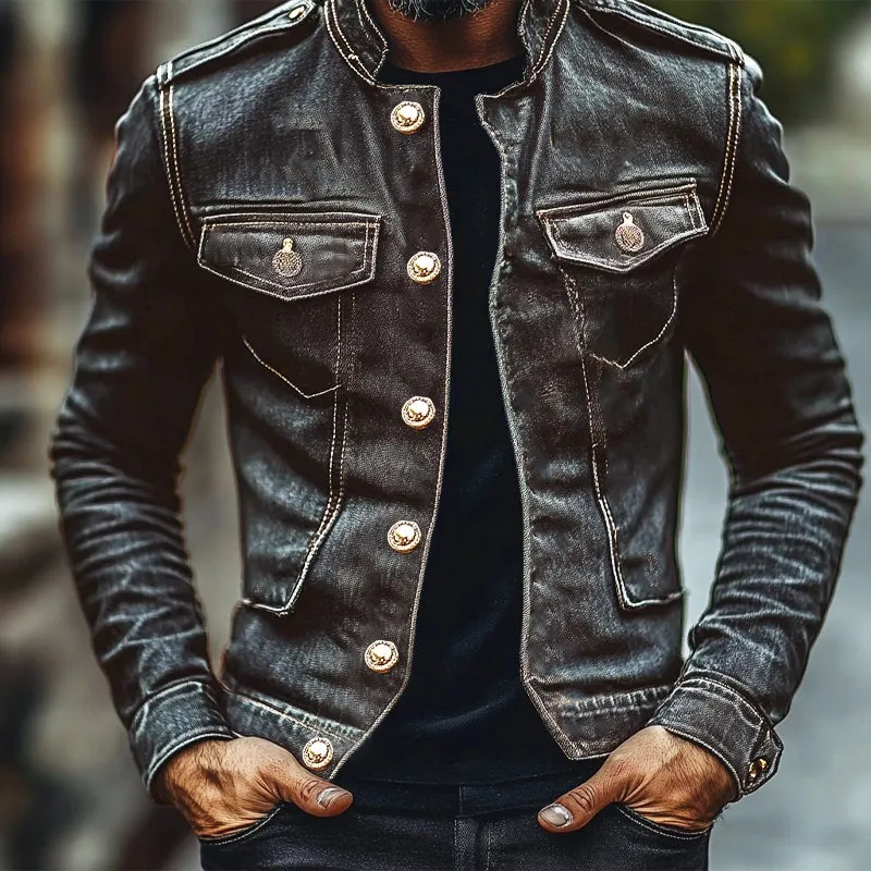 Men's Vintage Lapel Denim Jacket 71246069X sold by Manly product image thumbnail 3