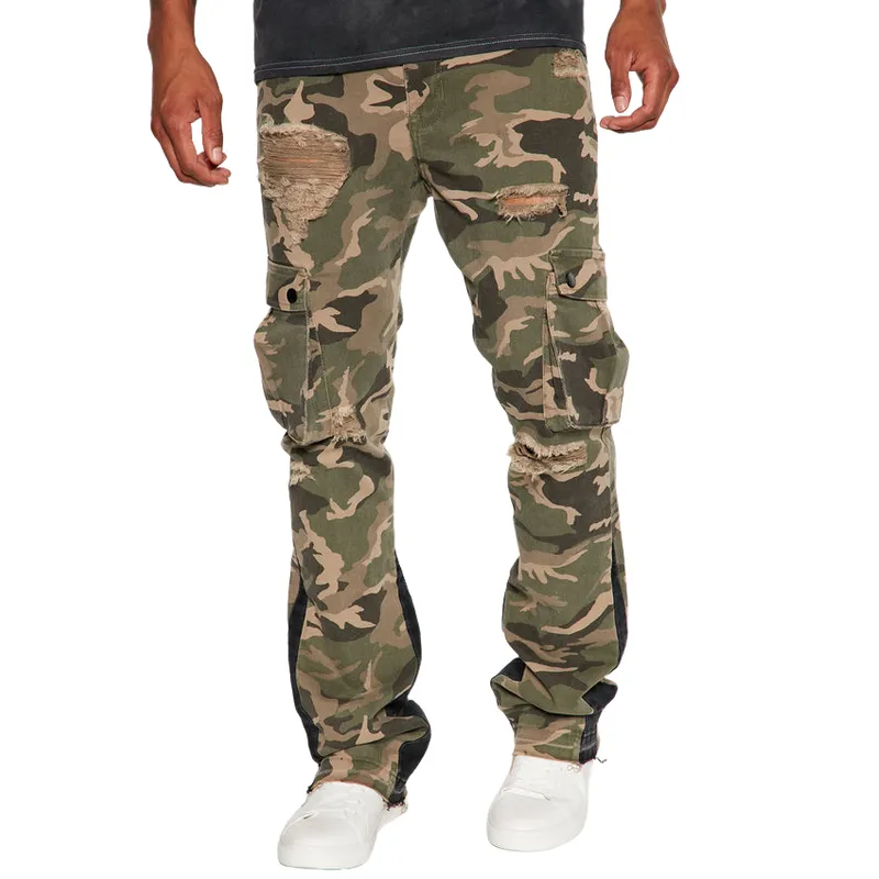 Men's Casual Versatile Multi-Pocket Distressed Camouflage Cargo Pants 63787992F sold by Manly product image thumbnail 2