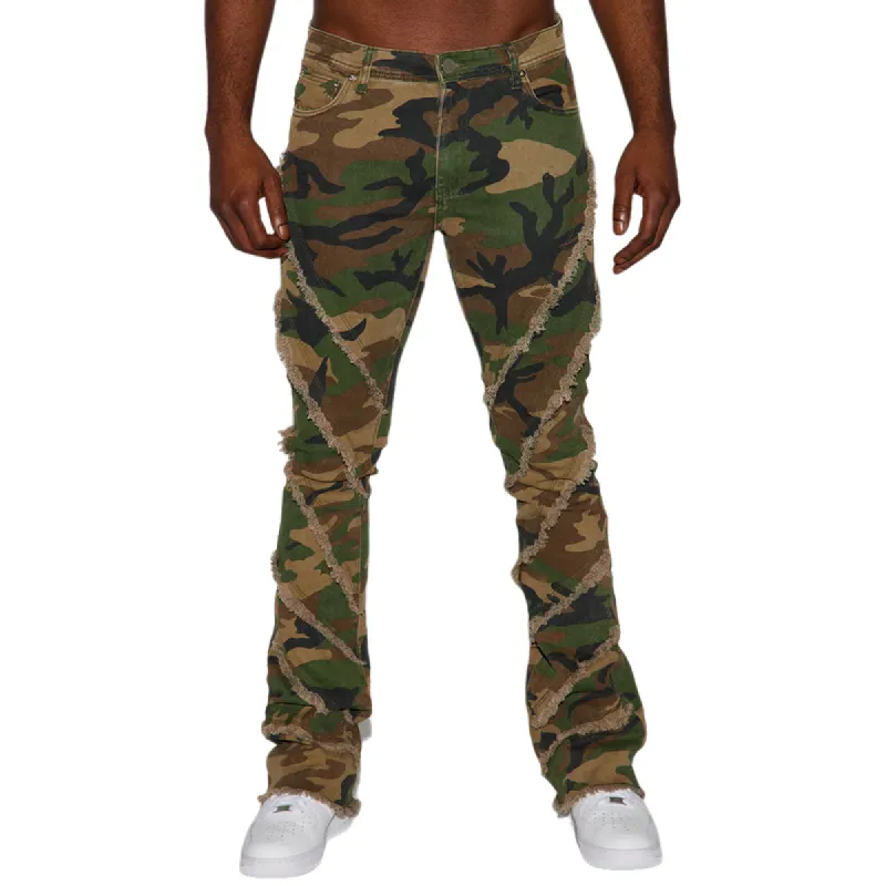 Men's Retro Casual Camouflage Raw Edge Cargo Pants 85310002F sold by Manly