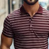Men's Retro Casual Simple Striped Contrast Color Short-sleeved Polo Shirt 44157026TO sold by Manly
