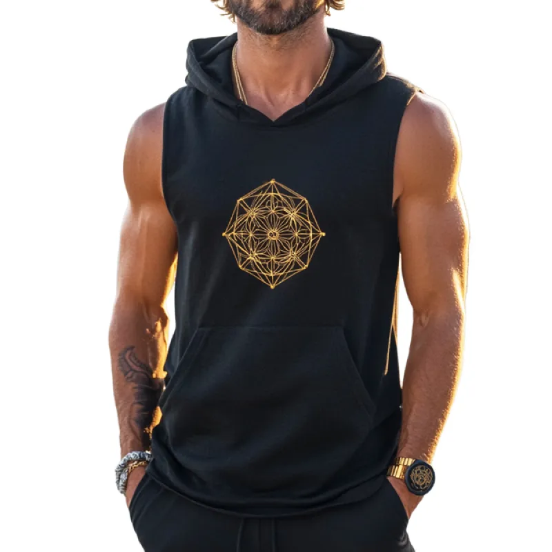 Men's Retro Casual Ethnic Style Geometric Print Hooded Tank Top 34425250TO sold by Manly