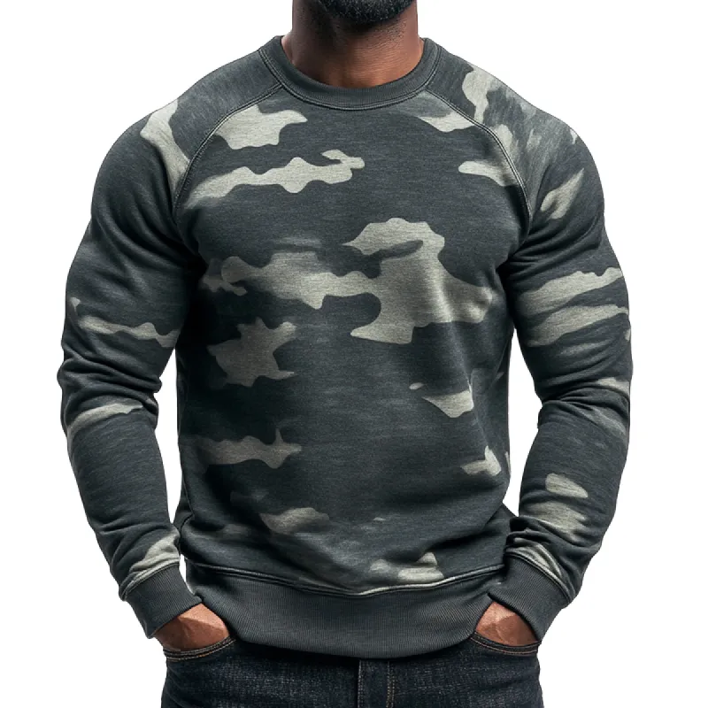 Men's Retro Casual Camouflage Print Crew Neck Sweatshirt 42878757TO sold by Manly
