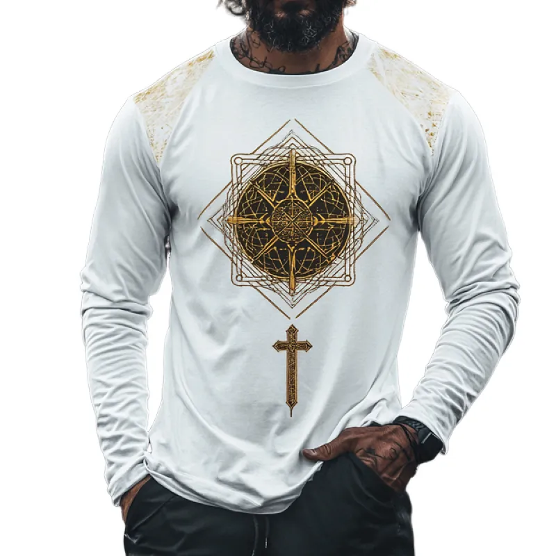 Men's Retro Casual Ethnic Style Geometric Printed Round Neck Long Sleeve T-Shirt 97584797TO sold by Manly