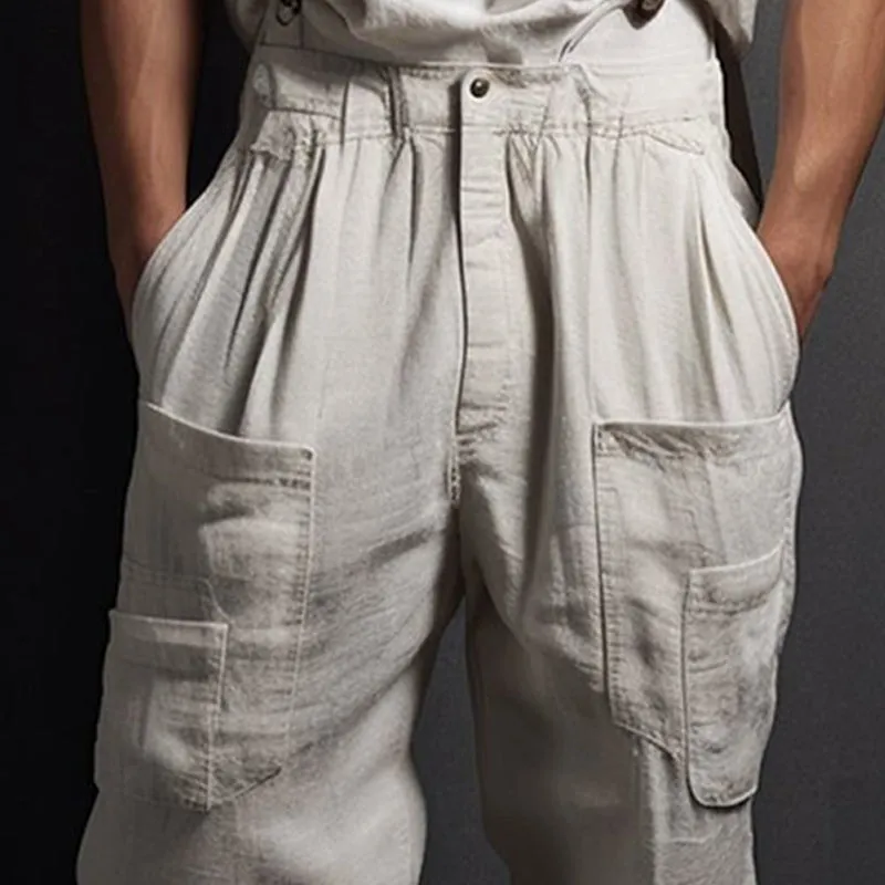 Men's Light Grey Linen Loose-fitting Pants 49507667U sold by Manly product image thumbnail 3