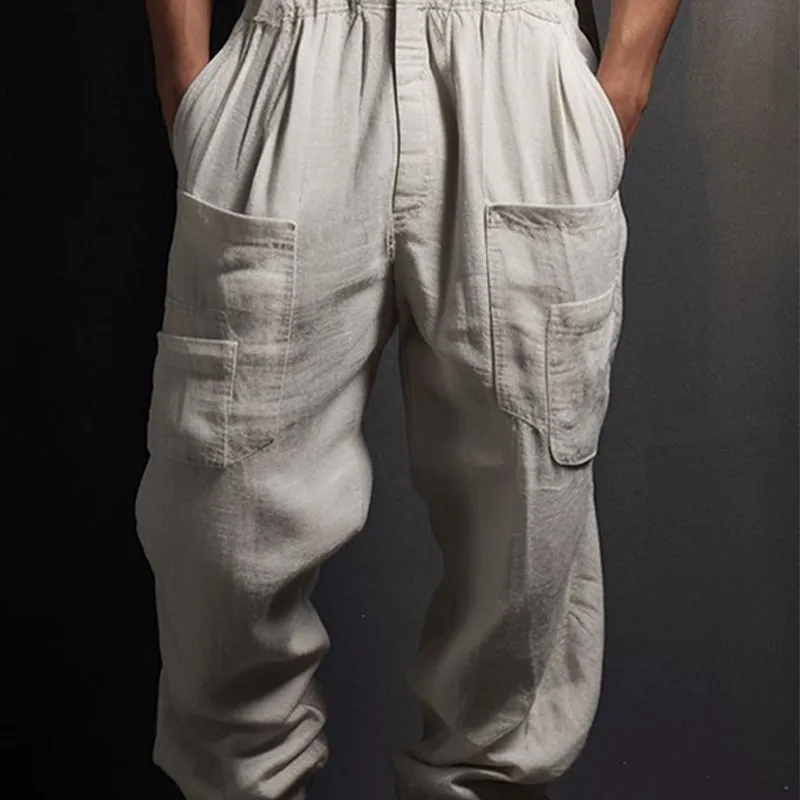 Men's Light Grey Linen Loose-fitting Pants 49507667U sold by Manly product image thumbnail 2