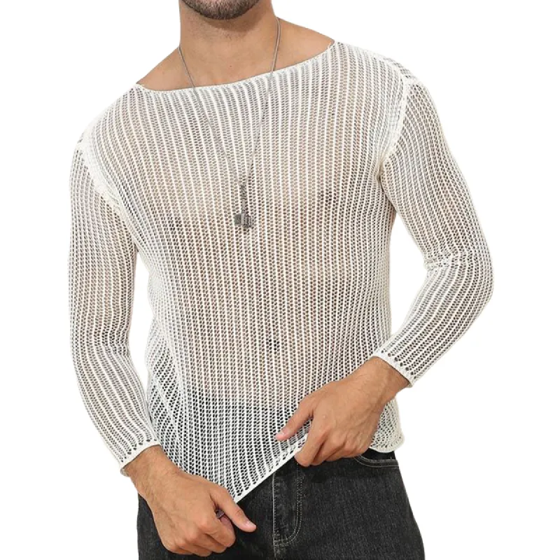 Men's Mesh Slim Fit Knit Long Sleeve T-shirt 74876783U sold by Manly