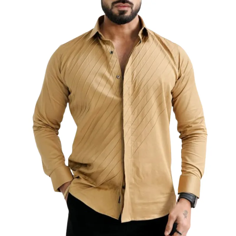 Men's Cotton Snap Button Slim Fit Long Sleeve Shirt 91670613U sold by Manly
