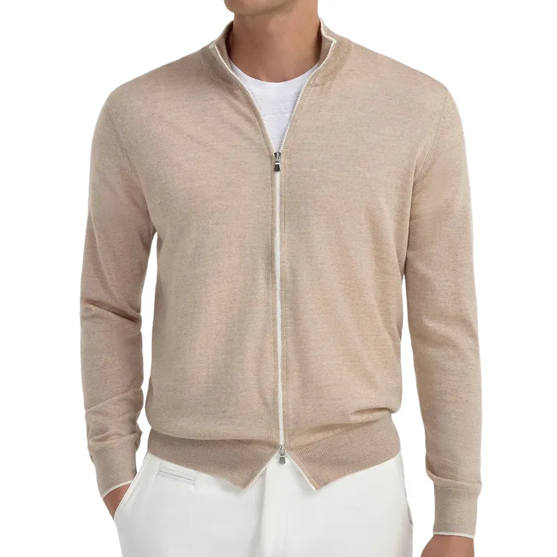 Men's Casual Stand Collar Zipper Thin Knitted Cardigan 02072877F sold by Manly product image thumbnail 2