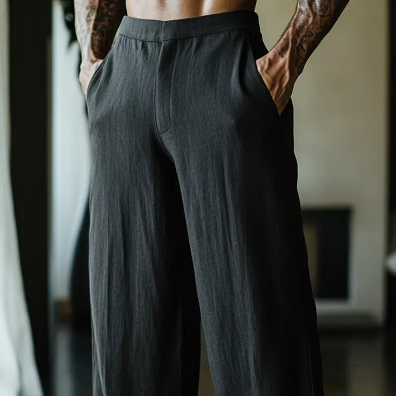 Men's Solid Color Loose Cotton And Linen Straight Casual Pants 19220123Z sold by Manly product image thumbnail 3