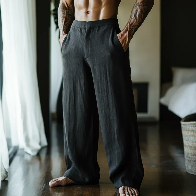 Men's Solid Color Loose Cotton And Linen Straight Casual Pants 19220123Z sold by Manly product image thumbnail 2