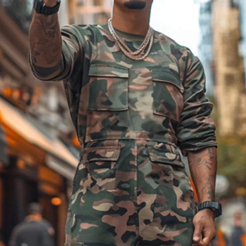 Men's Retro Casual Camouflage Print Multi-Pocket Outdoor Jumpsuit 63668441TO sold by Manly product image thumbnail 3