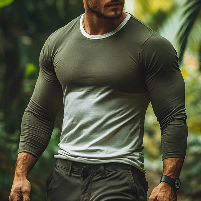 Men's Retro Casual Gradient Printed Round Neck Long Sleeve T-shirt 02661963TO sold by Manly product image thumbnail 2