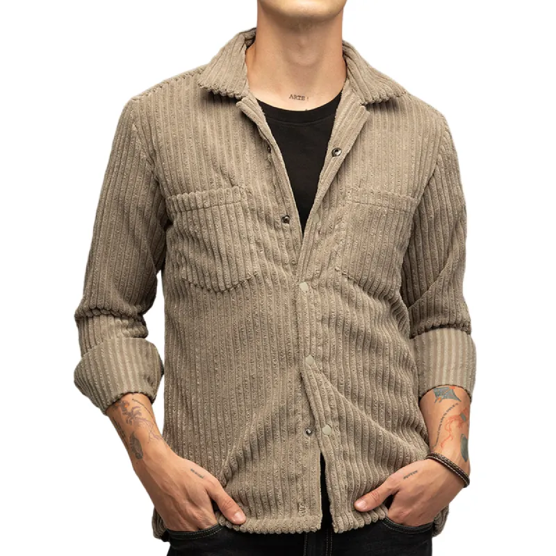 Men's Casual Lapel Corduroy Long Sleeve Shirt 90703715F sold by Manly