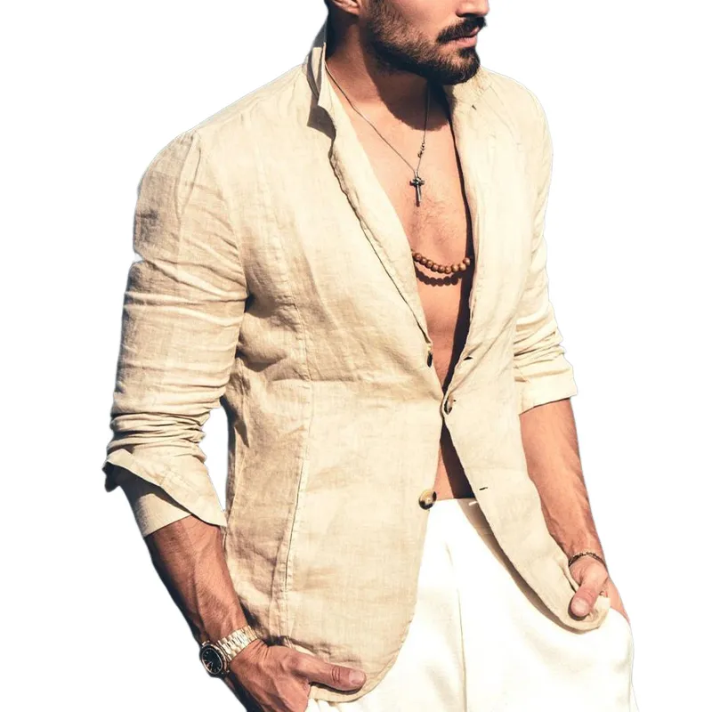 Men's Vintage Linen Notched Lapel Three Button Blazer 89285534U sold by Manly product image thumbnail 3