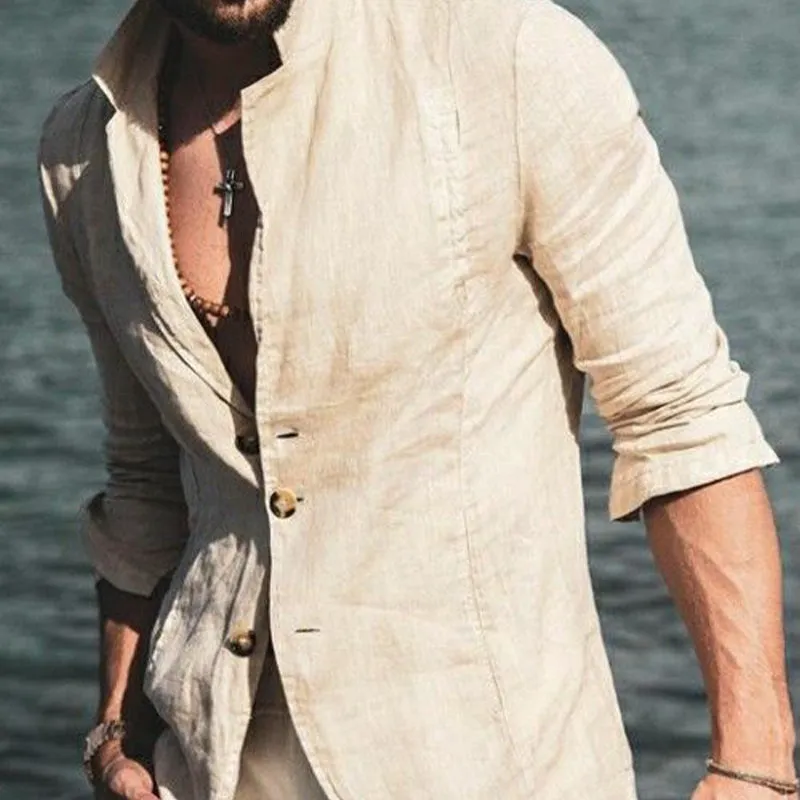 Men's Vintage Linen Notched Lapel Three Button Blazer 89285534U sold by Manly product image thumbnail 4