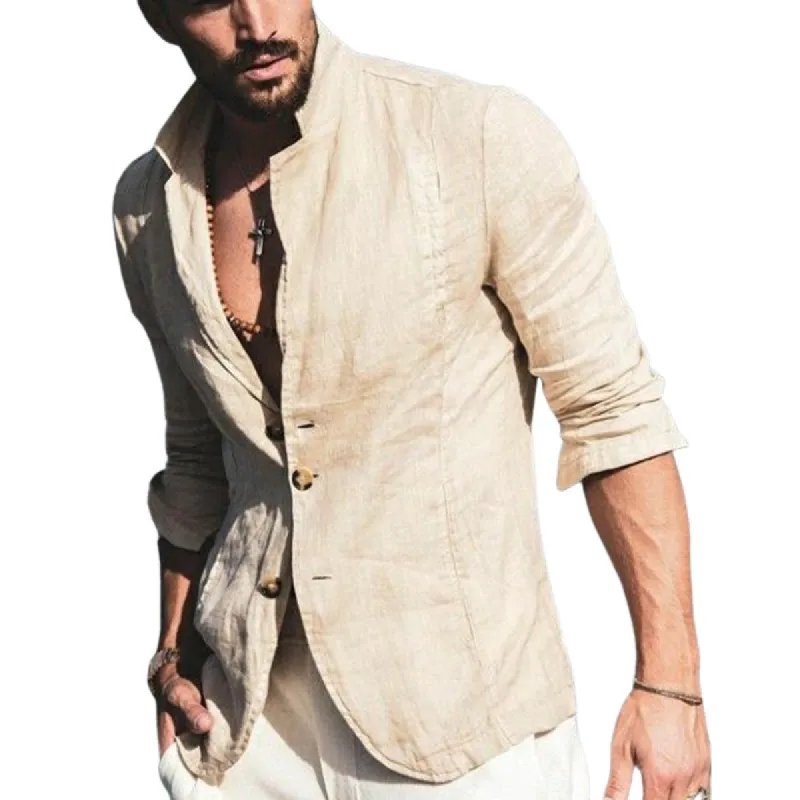 Men's Vintage Linen Notched Lapel Three Button Blazer 89285534U sold by Manly