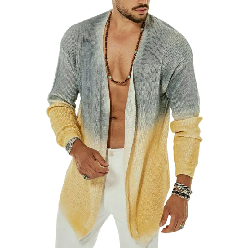 Men's Casual Colorblock Mid-length Buttonless Knitted Cardigan 08408698U sold by Manly