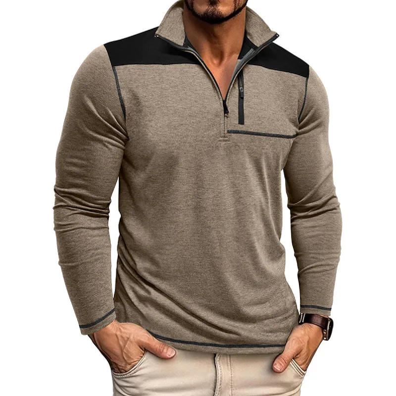 Men's Classic Casual Slim Stand Collar Long Sleeve POLO Shirt 42846651K sold by Manly