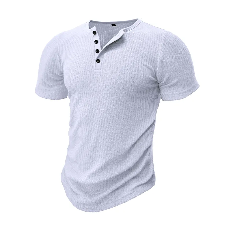 Men's Classic Casual Slim Fit V-Neck Button Short Sleeve T-Shirt 60296262K sold by Manly product image thumbnail 2