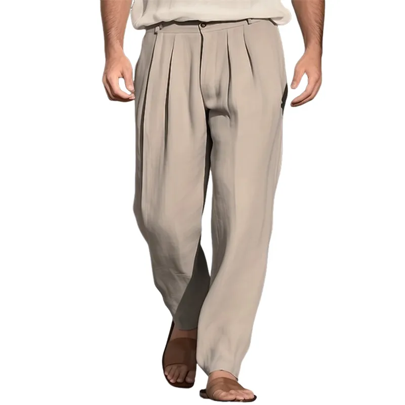 Men's Casual Versatile Comfortable Linen Pants 06649941K sold by Manly