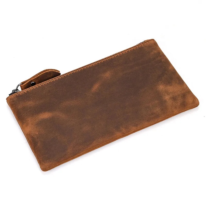 Men's Vintage Crazy Horse Leather Large Capacity Zip Long Wallet 41489562X sold by Manly