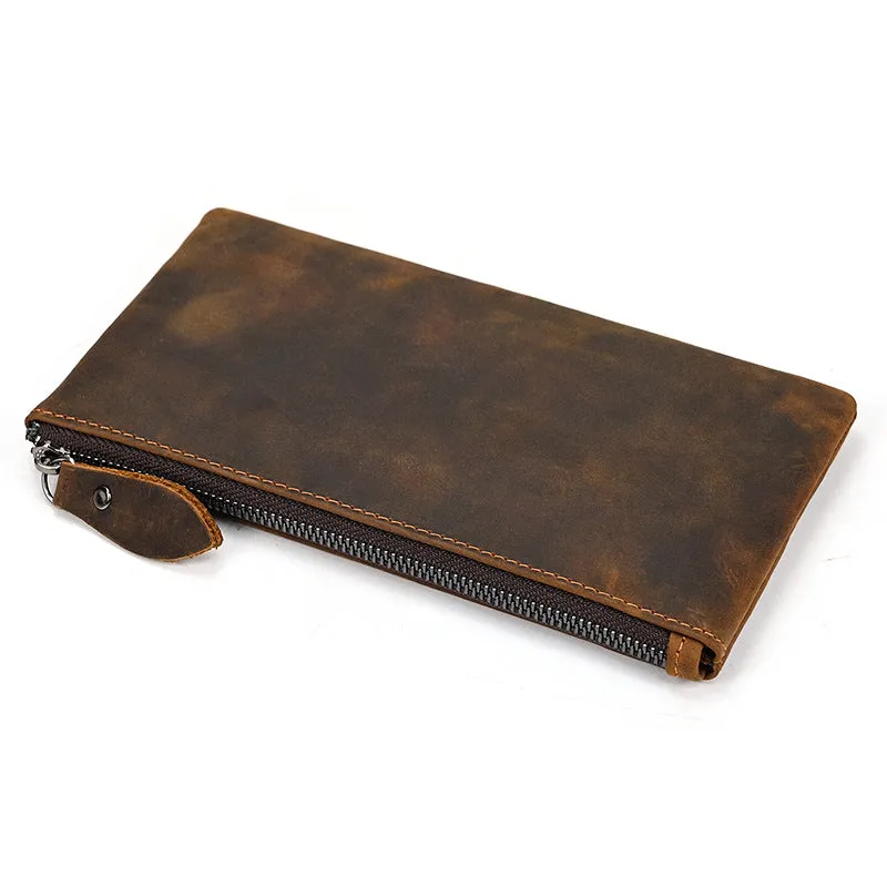 Men's Vintage Crazy Horse Leather Large Capacity Zip Long Wallet 41489562X sold by Manly product image thumbnail 5