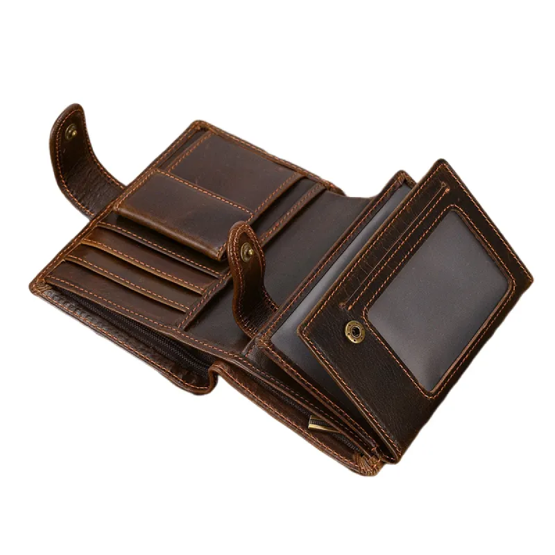 Men's Solid Color Vintage Top Layer Cow Wallet 59709015X sold by Manly