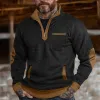 Men's Colorblock Stand Collar Half Zip Sweatshirt 30303580X sold by Manly