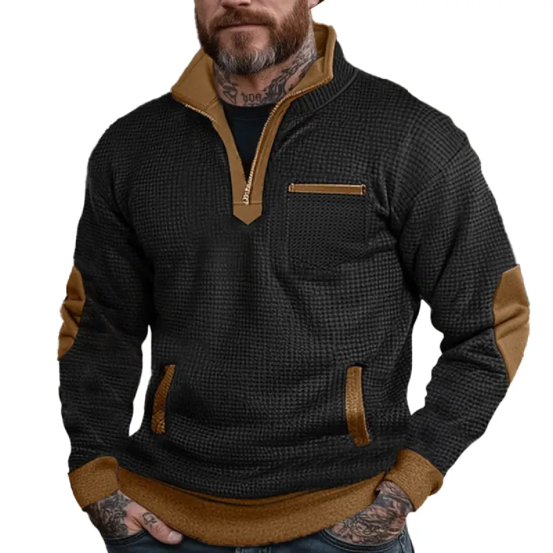 Men's Colorblock Stand Collar Half Zip Sweatshirt 30303580X sold by Manly