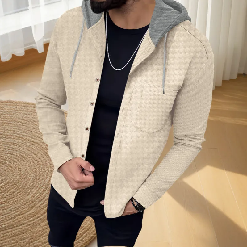 Men's Casual Waffle Panel Hooded Jacket 36673977X sold by Manly product image thumbnail 3