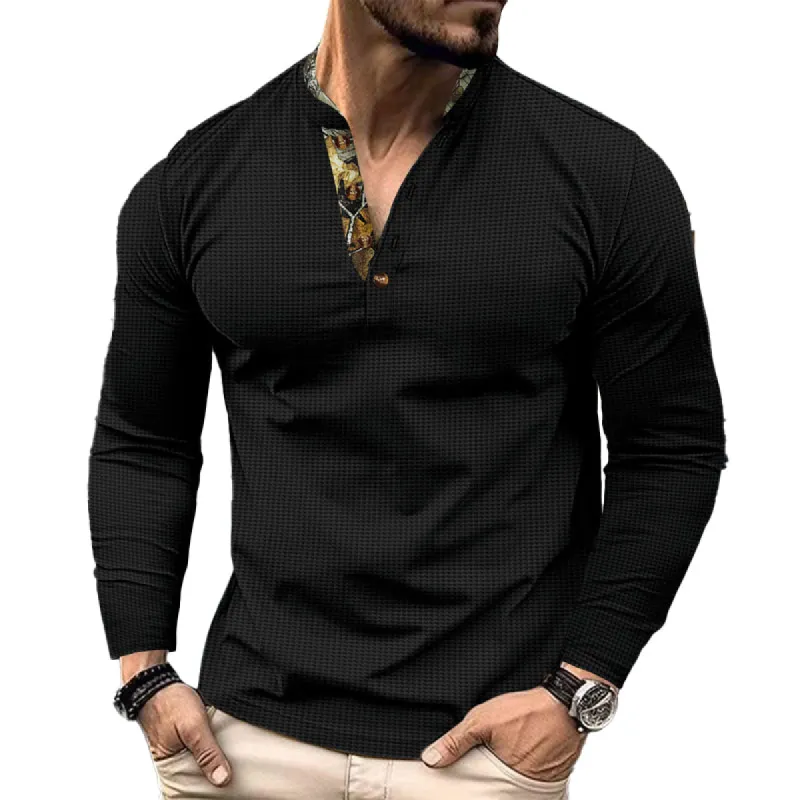 Men's Casual Button Collar Long Sleeve T-Shirt 73953488X sold by Manly